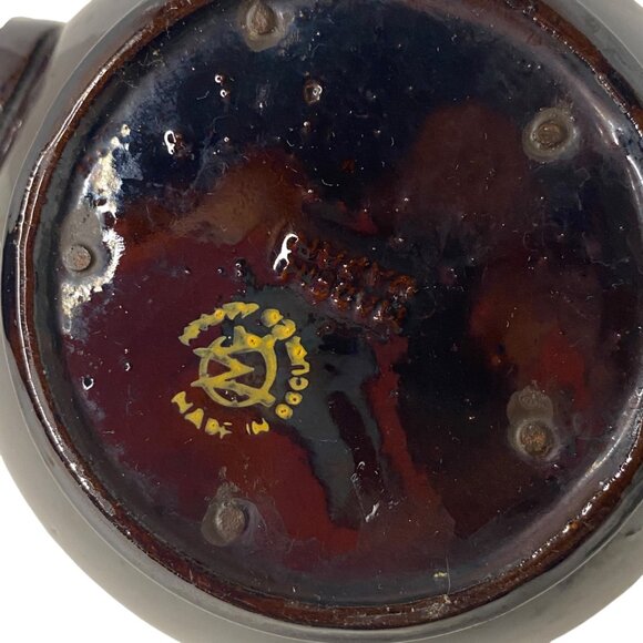 Vintage 1940's Glossy Brown Ceramic Teapot Moriage Painted Flower Made in Japan - Picture 5 of 10